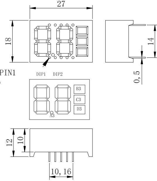 led數(shù)碼管顯示屏結構尺寸圖